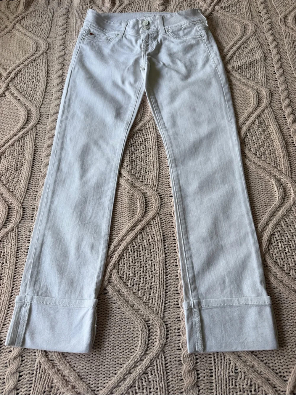 Hudson Jeans Women's Skinny Cuffed White Denim